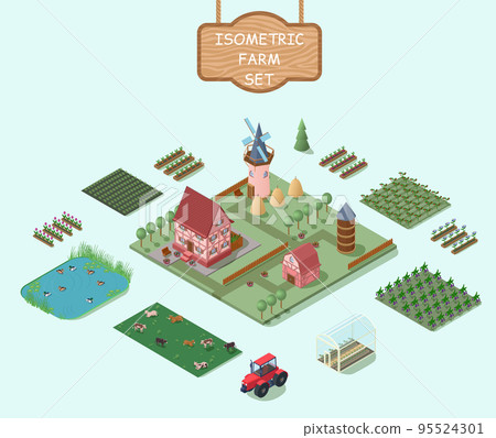 Isometric Farm Elements Set Isometric Farm Elements Set 95524301