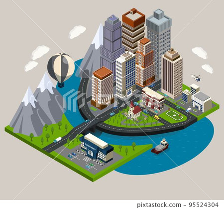 Isometric City Concept - Stock Illustration [95524304] - PIXTA