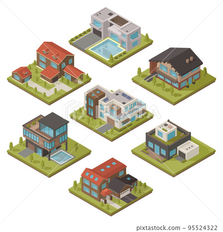 Isometric House Icon Set Isometric House Icon Set 95524322