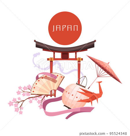 Japanese Culture Elements Retro Cartoon Illustration 95524348