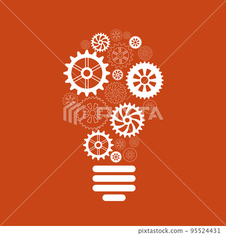light bulb of gears and cogs 95524431