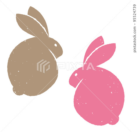 Japanese style print stamp style icon sideways rabbit gold and pink Japanese style print stamp style icon sideways rabbit gold and pink 95524739