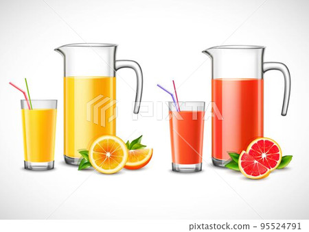 Jugs With Citrus Juice Illustration 95524791
