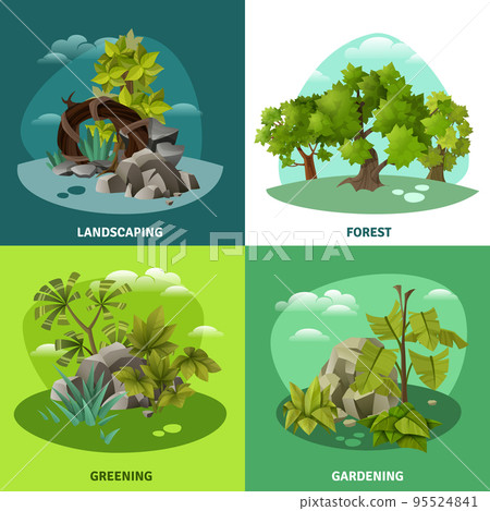 Landscape Gardening 4 Flat Icons Concept Landscape Gardening 4 Flat Icons Concept 95524841