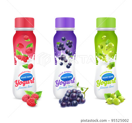 Yogurt Fruit And Berries Icon Set 95525002