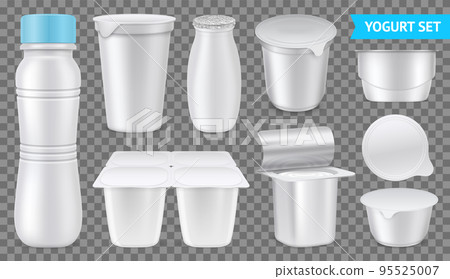 Realistic Yogurt Transparent Icon Set Realistic Yogurt Transparent Icon Set 95525007