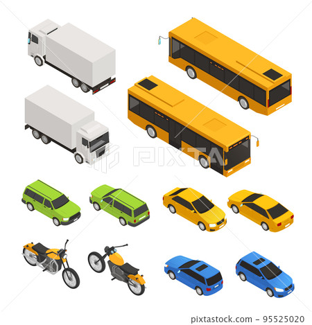 Isometric Colored City Transport Set Isometric Colored City Transport Set 95525020
