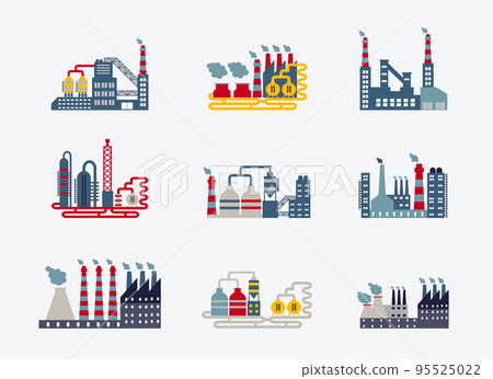 Industrial buildings icons - Stock Illustration [95525022] - PIXTA