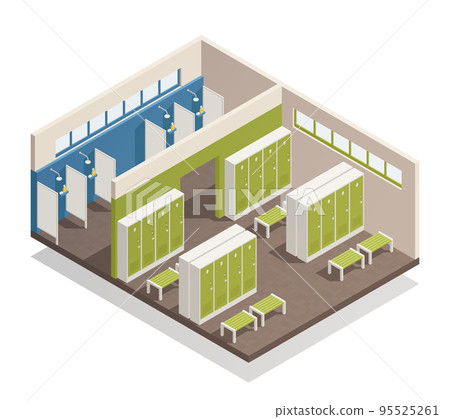 Locker Dressing Room Isometric Composition 95525261