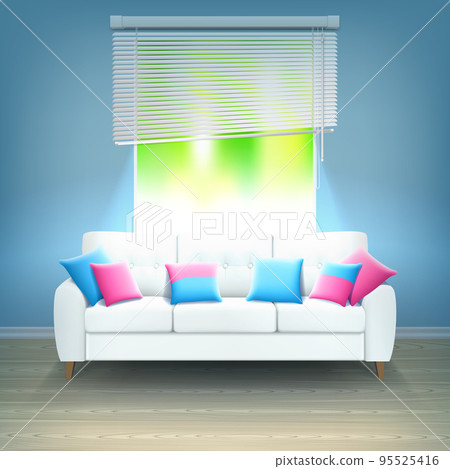 Interior Sofa Neon Light Realistic Illustration Interior Sofa Neon Light Realistic Illustration 95525416