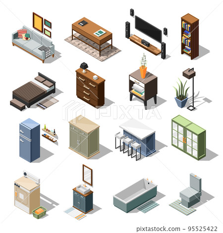 Isometric Apartment Furniture Set Isometric Apartment Furniture Set 95525422