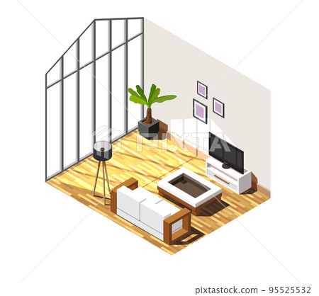 Living Room Interior Isometric Composition 95525532