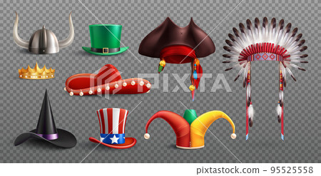 Realistic Masquerade Hats Transparent Set Realistic Masquerade Hats Transparent Set 95525558