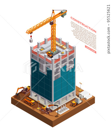 Construction Equipment Isometric Composition Construction Equipment Isometric Composition 95525621