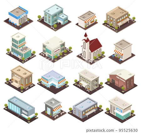 Urban Architecture Isometric Icons 95525630