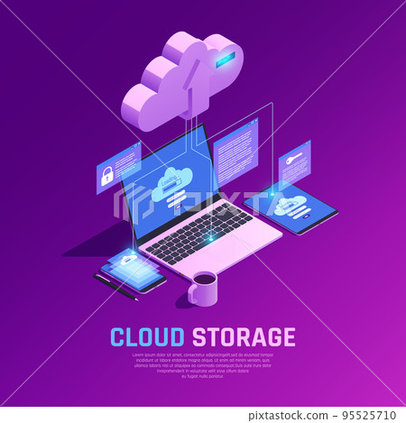 Cloud Workspace Isometric Background 95525710
