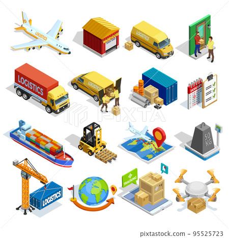 Logistics Isometric Icons Set Logistics Isometric Icons Set 95525723