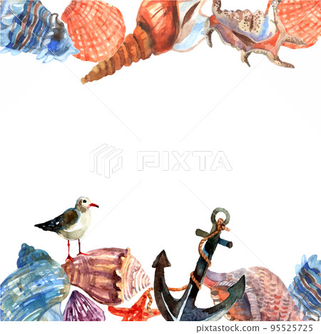 Marine shell anchor border frame Marine shell anchor border frame 95525725