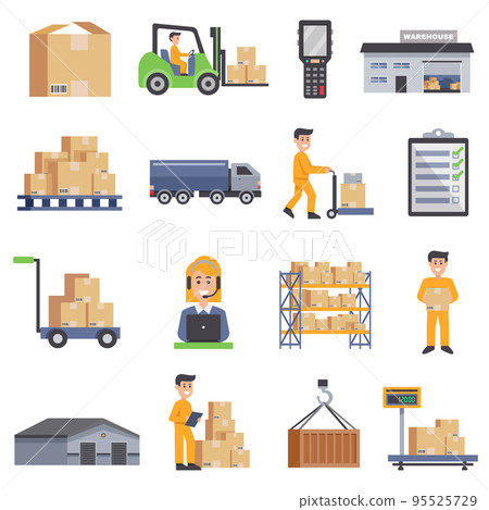 Warehouse Flat Icons Set Warehouse Flat Icons Set 95525729