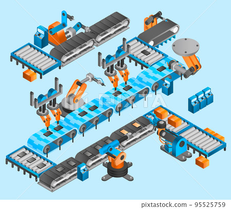 Industrial robot isometric concept 95525759