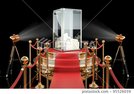 Podium with ballot box, 3D rendering Podium with ballot box, 3D rendering 95526039