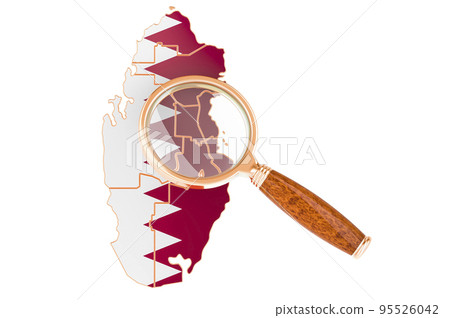 Qatar under magnifying glass, analysis concept, 3D rendering Qatar under magnifying glass, analysis concept, 3D rendering 95526042