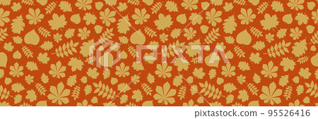 Autumn pattern with leaves. Wrapping paper concept. Panoramic header. Vector illustration Autumn pattern with leaves. Wrapping paper concept. Panoramic header. Vector illustration 95526416
