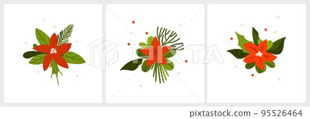 Christmas watercolor of bouquet berries and green leaves arrangings set. Hand-painted watercolor elements suitable for decorative Christmas festival, New year invitations, or greeting cards. Christmas watercolor of bouquet berries and green leaves arrangings set. Hand-painted watercolor elements suitable for decorative Christmas festival, New year invitations, or greeting cards. 95526464