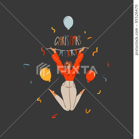Hand drawn vector abstract graphic Merry Christmas and Happy new year illustration of people characters.People in costumes cards set.Merry Christmas people card design.Winter holiday art collection. Hand drawn vector abstract graphic Merry Christmas and Happy new year illustration of people characters.People in costumes cards set.Merry Christmas people card design.Winter holiday art collection. 95526470