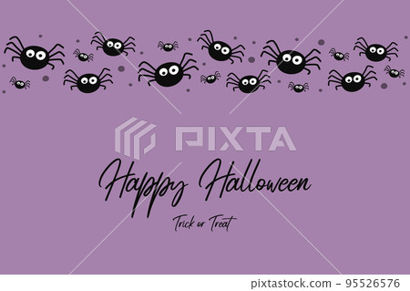 Creepy hanging spiders on background with wishes. Halloween card. Vector Creepy hanging spiders on background with wishes. Halloween card. Vector 95526576