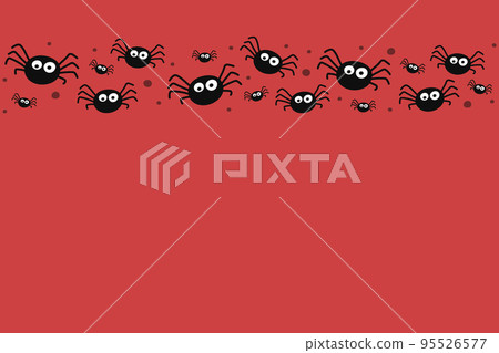 Background with creepy hanging spiders. Halloween card. Vector 95526577