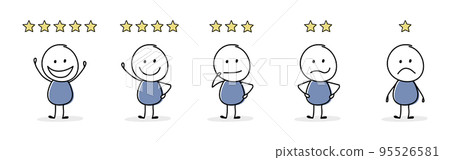 Star rating with funny stickman. Appraisal concept. Vector Star rating with funny stickman. Appraisal concept. Vector 95526581