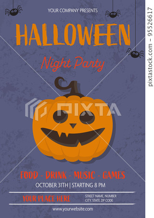 Halloween Party poster with funny pumpkin. Vector illustration Halloween Party poster with funny pumpkin. Vector illustration 95526617