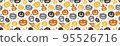 Halloween banner with creepy pumpkins. Seamless texture. Vector 95526716