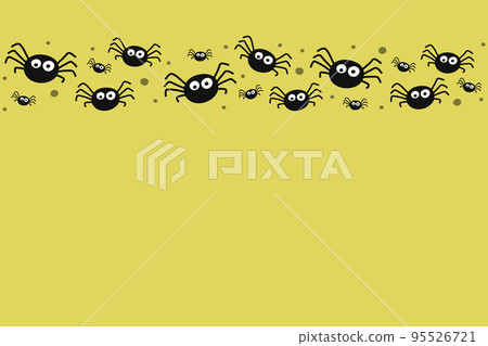 Background with creepy hanging spiders. Halloween card. Vector 95526721