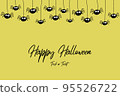 Halloween greeting card with funny hanging spiders. Vector 95526722