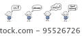 Happy stickman with greeting - welcome, hello, hi, good morning. Vector 95526726