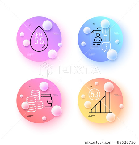 Search employee, Wallet and Ph neutral minimal line icons. 3d spheres or balls buttons. 5g wifi icons. For web, application, printing. Questions for candidate, Money budget, Water. Vector Search employee, Wallet and Ph neutral minimal line icons. 3d spheres or balls buttons. 5g wifi icons. For web, application, printing. Questions for candidate, Money budget, Water. Vector 95526736