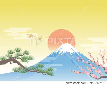 新年形象_富士山和松梅 95526748