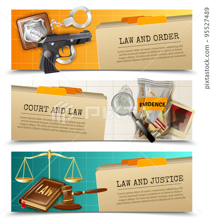 Law Justice Flat Horizontals Banners Set 95527489