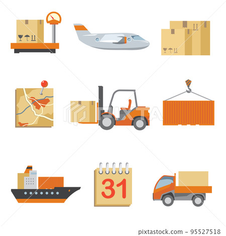 Logistics icons set in vintage flat style 95527518