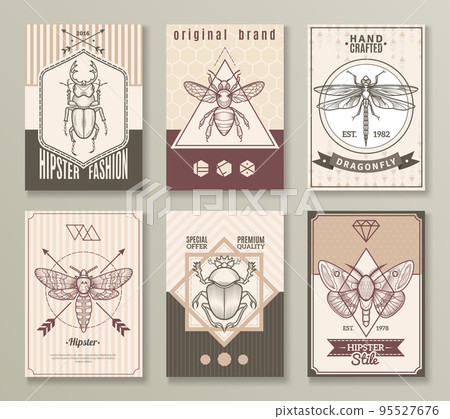 Insects Hipster Cards Set 95527676