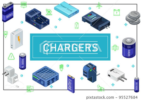 Isometric Modern Charging Sources Concept 95527684