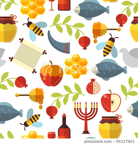 Jewish New Year Rosh Hashanah Pattern 95527801