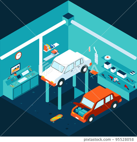 Isometric 3d garage car repair 95528058