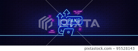 Neon light glow effect. Fake internet line icon. Web propaganda sign. Wrong truth symbol. 3d line neon glow icon. Brick wall banner. Fake internet outline. Vector Neon light glow effect. Fake internet line icon. Web propaganda sign. Wrong truth symbol. 3d line neon glow icon. Brick wall banner. Fake internet outline. Vector 95528143