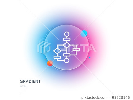 Block diagram line icon. Gradient blur button with glassmorphism. Path scheme sign. Algorithm symbol. Transparent glass design. Block diagram line icon. Vector Block diagram line icon. Gradient blur button with glassmorphism. Path scheme sign. Algorithm symbol. Transparent glass design. Block diagram line icon. Vector 95528146