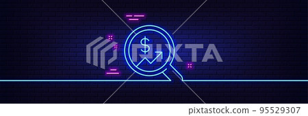 Neon light glow effect. Business Audit or Statistics line icon. Analytics with charts symbol. Search Magnifier sign. 3d line neon glow icon. Brick wall banner. Currency audit outline. Vector Neon light glow effect. Business Audit or Statistics line icon. Analytics with charts symbol. Search Magnifier sign. 3d line neon glow icon. Brick wall banner. Currency audit outline. Vector 95529307