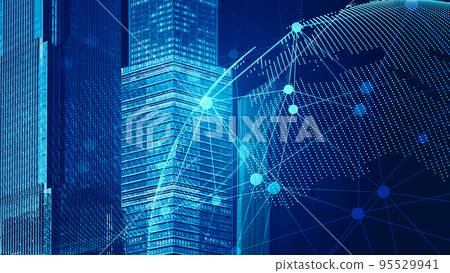 Dot, line and surface link on the building of the modern urban financial center 95529941