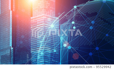 Dot, line and surface link on the building of the modern urban financial center 95529942